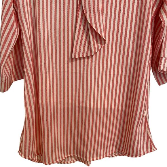Swag Red Stripe Quarter Sleeve Blouse Sz M - Picture 6 of 11